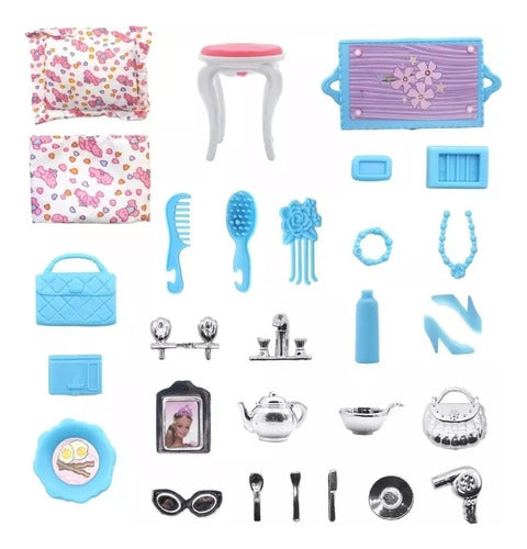 Gloria Doll Furniture and Accessories Carry Case with Bedroom and Bathroom - Dolls Not Included 4