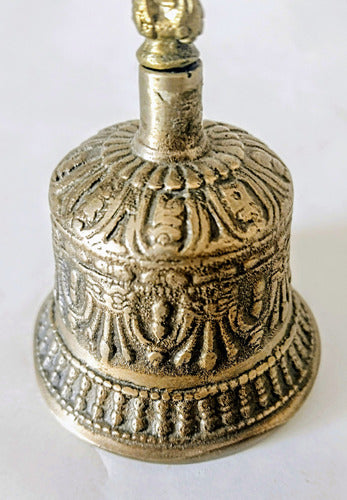 Campana De Mano Tibetana De Bronce Labrado 5