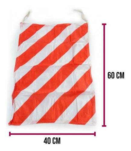 CD Red and White Striped Warning Flag 40x60cm with Securing Straps 2