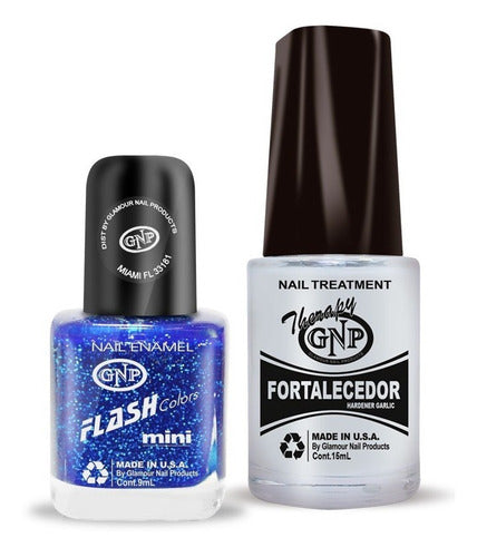 GNP Garlic Nail Strengthener & Nail Polish 9ml Blue with Sparkles 0