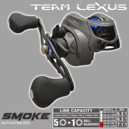 Reel Lexus Smoke Blue Huevito 6rul Baitcast Rotativo Taruch 5