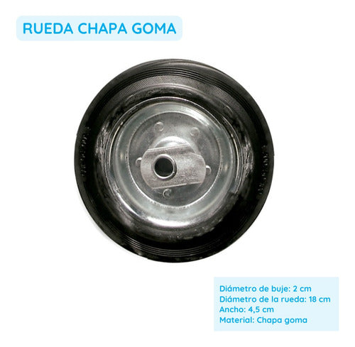 Rueda Timonera Reforzada Rebatible Y Regulable- Chapa Goma 4