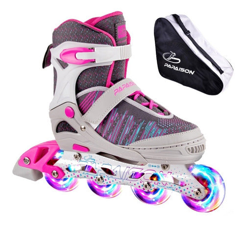 Papaison Professional Aluminum Roller Skates with LED Light Wheels (Siliconized) 0