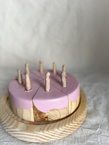 Wooden Food Cake Sliced Pink with Cutting Board 2