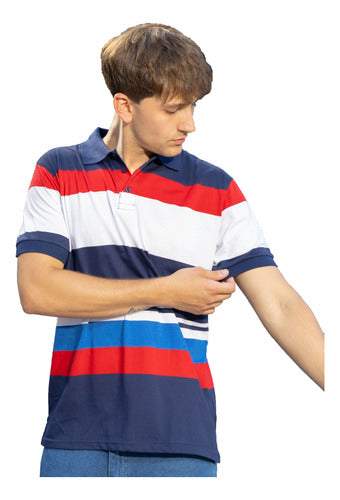 Men's Premium Imported Striped Cotton Polo Shirt in Special Sizes 1