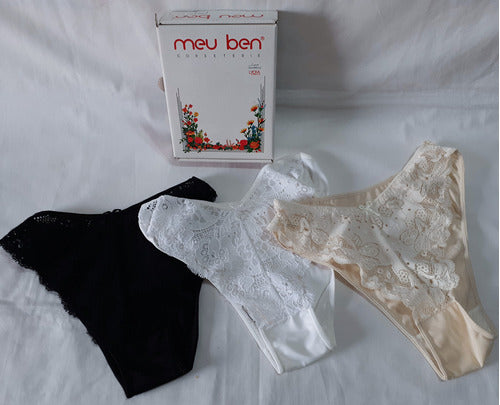 Meu Ben Pack of 3 Fine Lace and Lycra Panties 4