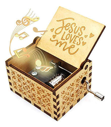 Ukebobo Wooden Music Box - Jesus Loves Me Music Box, Gifts F 0