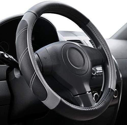 Elantrip Universal Non-Slip Black and Gray Steering Wheel Cover 0