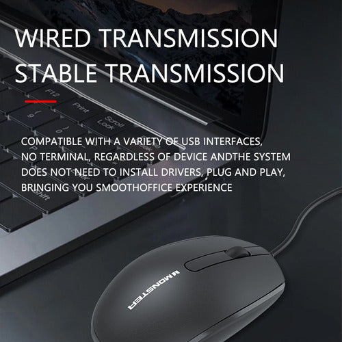 Monster KM1 Pro Black Wired Optical Mouse 3