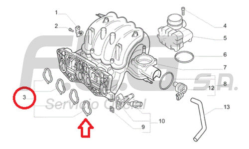 Original Fiat Uno 1.4 11/20 Intake Gasket Kit by MOPAR® - Genuine Parts 3