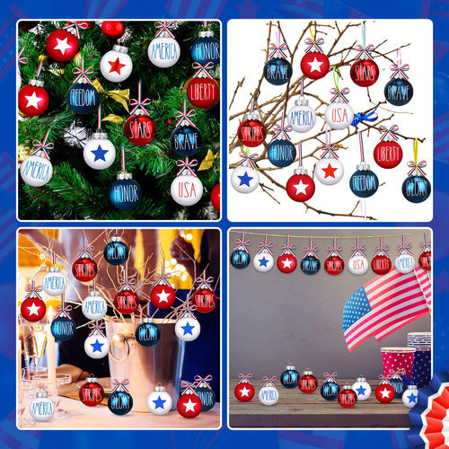 Vinsot 12 July 4th Ball Ornaments, Patriotic Decorations 4