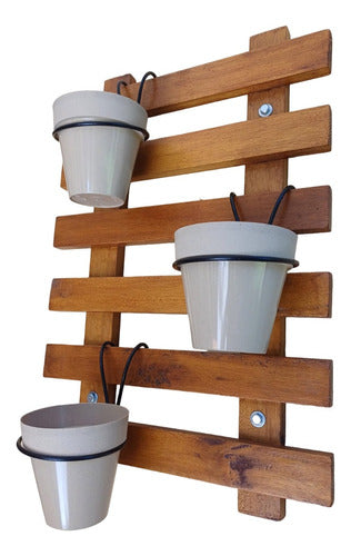 Beija Flor Jardín y Deco Vertical Wooden Garden Panel + 3 Hanging Pots 0