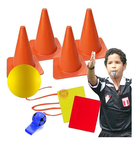 Kids' Soccer Game Set with Cones, Ball, Whistle, and Referee Cards 0