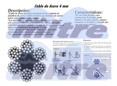 Mitre Cable Acero Galvanizado 6x19+1 4mm Rollo 100m Envio Gratis 6