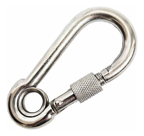 Five Oceans Stainless Steel Carabiner with Screw Lock 8mm x 80mm 0