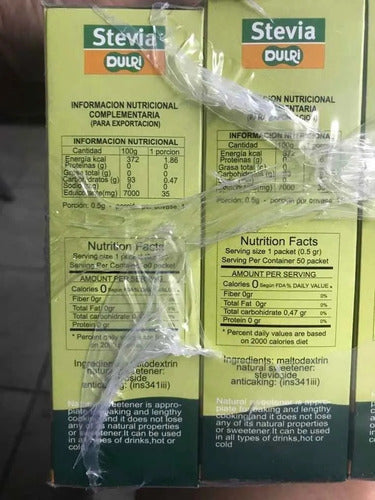 2 Boxes Stevia Dulri 200 Sachets Natural Sweetener Gluten-Free 3