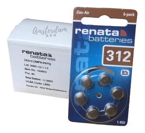 Pilas 312  Para Audifono Caja X 60 Renata .amsterdamarg. 0