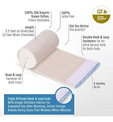 GT High-Quality Elastic Bandage (Package of 2 - 4 Inches and 2 Packages of 3 Inches) 1