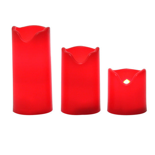 iZAN Flameless LED Candles with Timer - Set of 3 Red Battery Operated 0