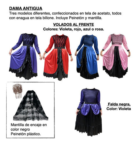 Norm Vintage Lady Costume for Girls with Mantilla and Peinetón 1