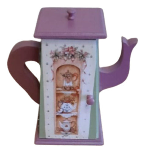 Staff Arte y Deco Tea Box in Teapot Shape with 3 Divisions 0