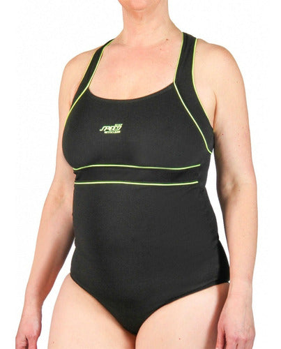 Speed Women's One-Piece Swimsuit with Fine Contrasting Trims - Plus Sizes 12