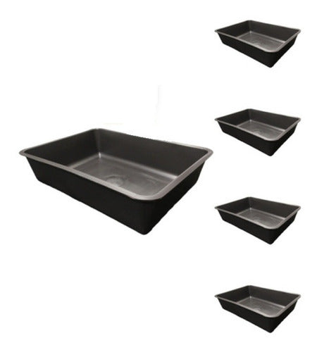 NP Medium Black Litter Tray for Cats and Pets - Set of 5 0