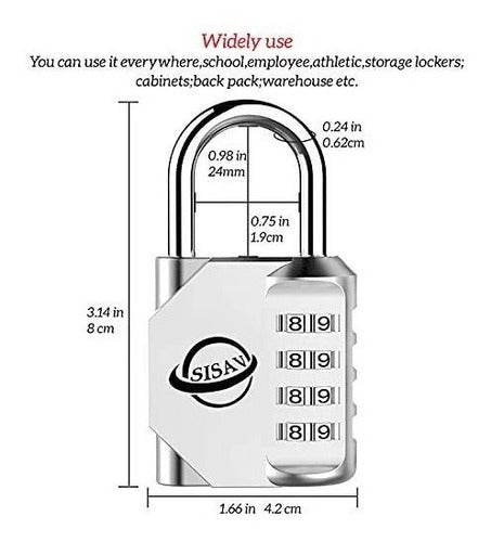 Candado De Combinacion Sisav Impermeable Plata X2 1