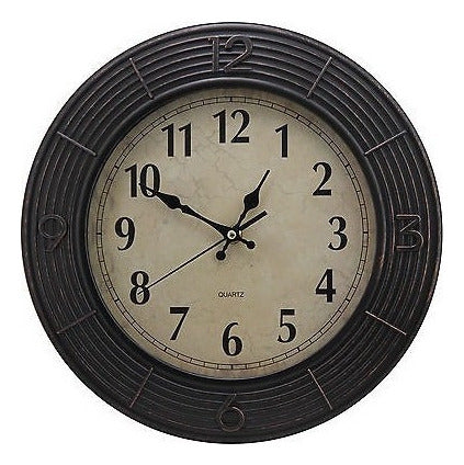 Oscuro Marrón 30cm Redondo Reloj De Pared Rústico De Anillos 1