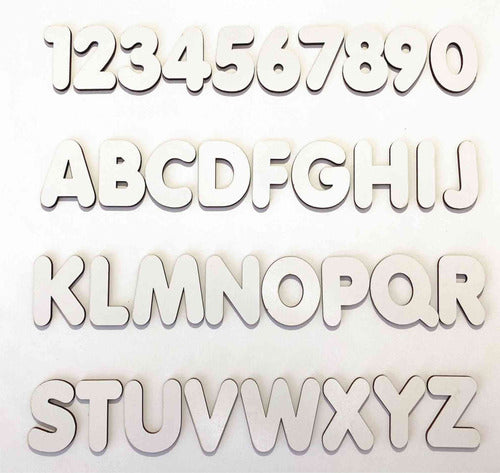 6 Alfabetos E Núm Mdf Madeira 5cm 216 Letras E Número Branco 1