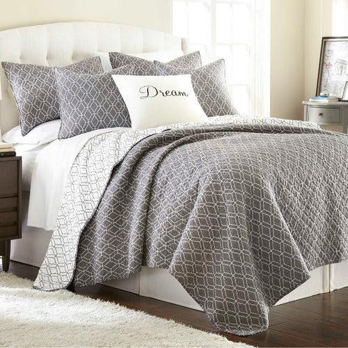 Reversible Lightweight Summer Queen Size Bedspread Black Gray Variety of Colors 37