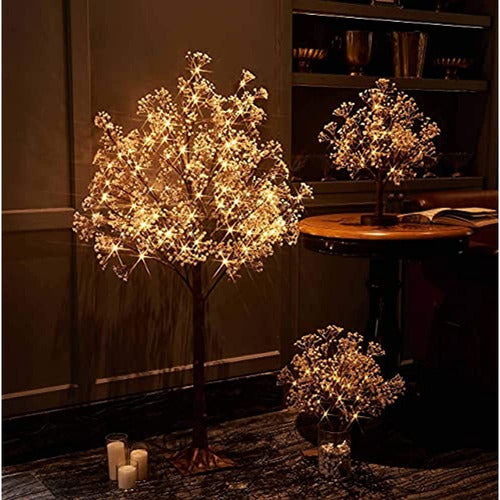 Árbol De Gypsophila Iluminado Hairui 4ft 90 Led Flores Artif 1