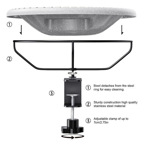 DesGully Deck Mounted Bird Bath Bowl Spa Clamp, Bird Baths for Outdoors 3