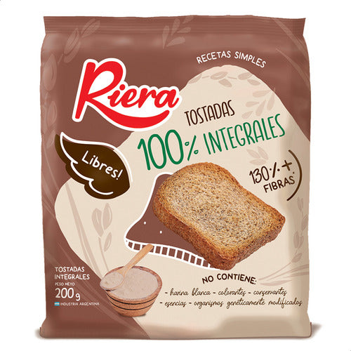 Riera 100% Whole Wheat Toasted Bread Fiber - Pack of 12 1