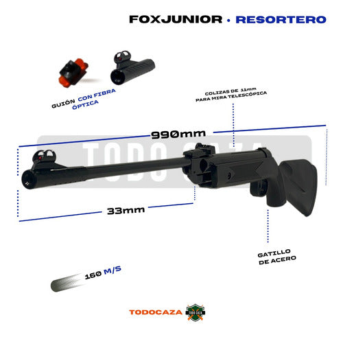 FOX Junior Spring Air Rifle with White Pellets and Sights 5