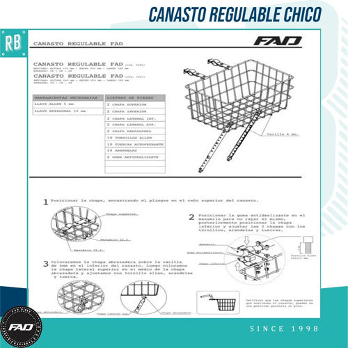 FAD Adjustable Front Bicycle Basket - Small 2