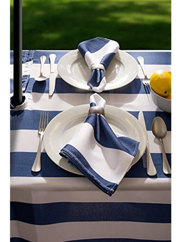 Mantel De Exterior Dii Blue Cabana Stripe Con Cremallera, 60 5