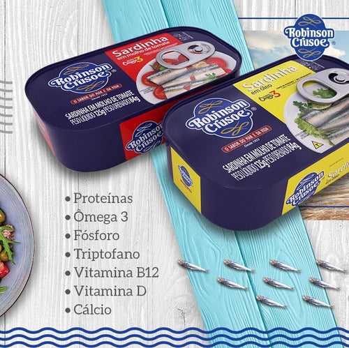 Kit 3 Sardinha Em Molho De Tomate Robinson Crusoe Lata 125g 1