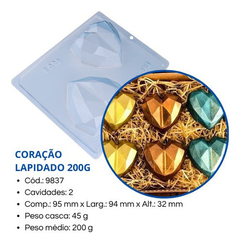 Kit 3 Forma Coração Lapidado 200g 3 Partes C.9837 Bwb 1