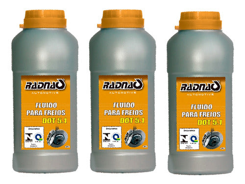 Kit 3x Liquido Fluido Freio Automotivo Dot 5.1 Radnaq 200ml 0