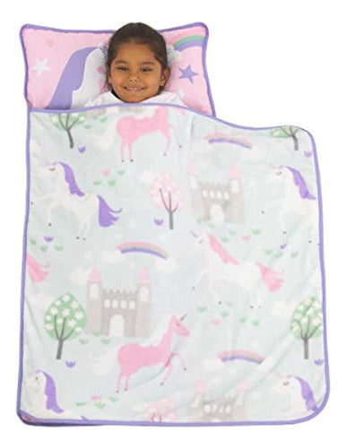 Everything Kids Unicorn Pink/Aqua Nap Mat with Pillow and Blanket 0