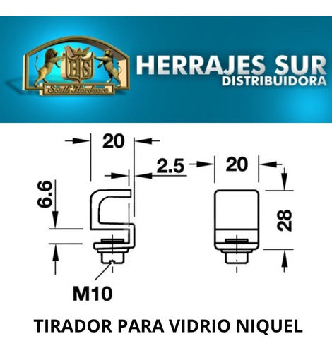 Tirador De Aplicar P/ Puerta Vidrio Vitrina Mueble Níquel 4