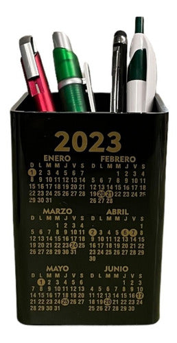 100 Colorful Pen Holders with Logo and 2019 Calendar 48