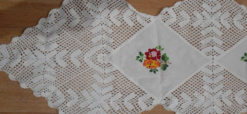 Camino De Mesa  Crochet Y Bordado.  Verdadera Arte Manual 0