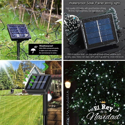 El Rey de la Navidad Luces Navideñas Panel Solar X100 Led Blancas Frias 10mt 1