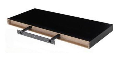 Just Home Collection Black Floating Wooden Shelf 1