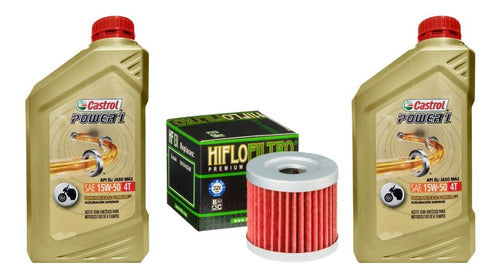 Hiflo + Castrol Kit Service Honda Tornado 250 Aceite Castrol Power Filtro 0