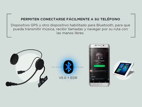 Auriculares Negros Bluetooth 5.2 P/ Casco Con Micrófono 30hs 3