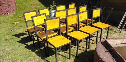 Industrial Chairs, Wood and Iron Omega Model 1