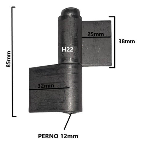 H22 Pack of 3 Welding Hinges for Gates and Doors 38mm 1